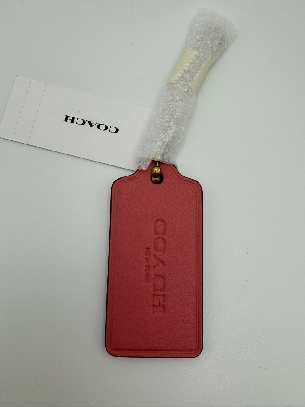 Coach CBA16 Taffy Pink Leather Hangtag Replacement Bag Charm Gold Chain NWT 2.5